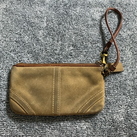COACH - Brown Suede Wristlet - Picture 2 of 7